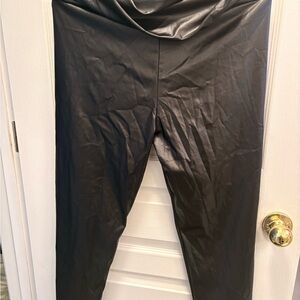 Black Straight Leg Women's faux leather Pants